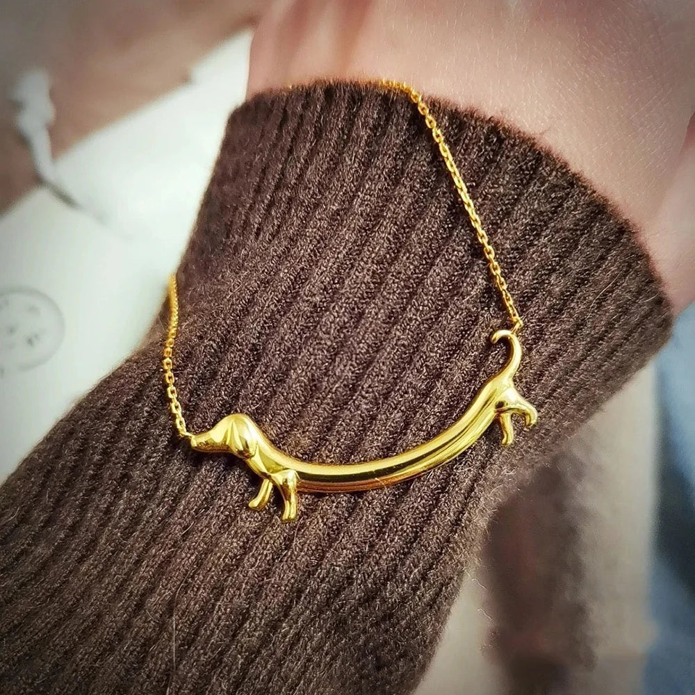 Goldene Dackel-Halskette für Damen