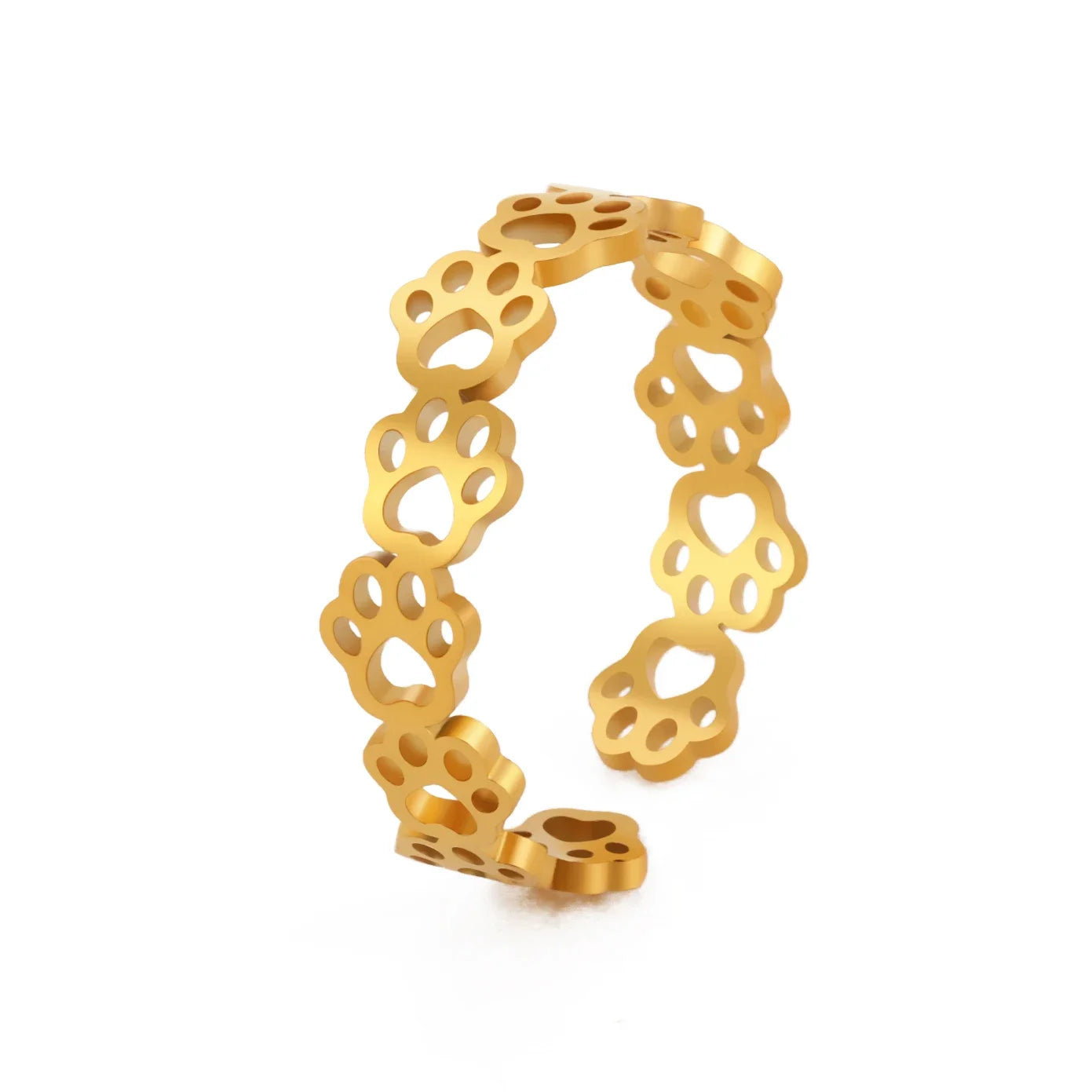 Pfotenring aus Edelstahl – Verstellbarer Fingerring mit Tiermotiv für Damen