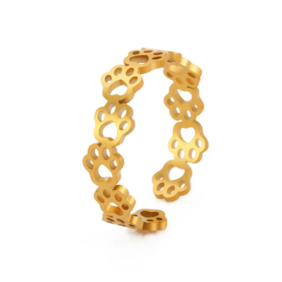 Pfotenring aus Edelstahl – Verstellbarer Fingerring mit Tiermotiv für Damen