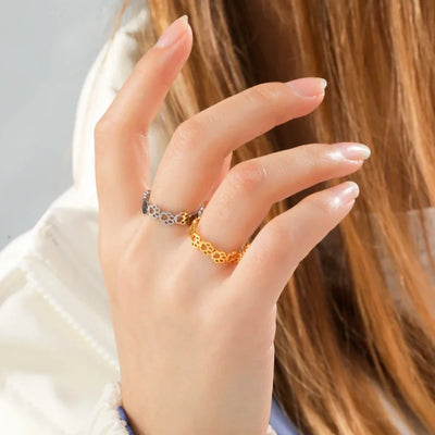 Pfotenring aus Edelstahl – Verstellbarer Fingerring mit Tiermotiv für Damen