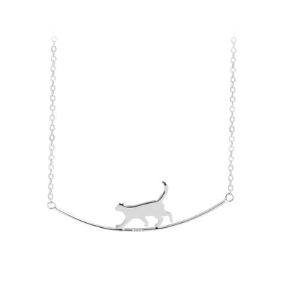 Kletternde Katze – Silberne Halskette