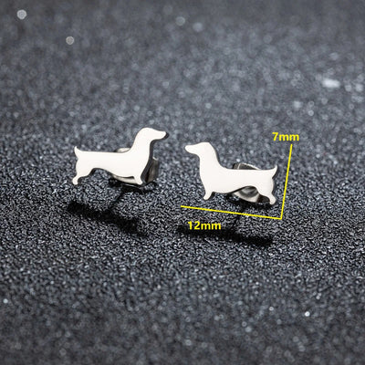 Dackel Ohrstecker – Minimalistische Hunde-Ohrringe aus Metall