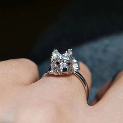 Offener Hundering im Retro-Stil – Verstellbarer Tiermotiv-Ring für Damen