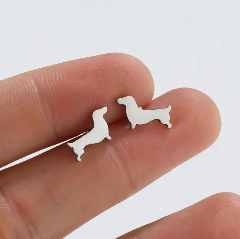 Dackel Ohrstecker – Minimalistische Hunde-Ohrringe aus Metall