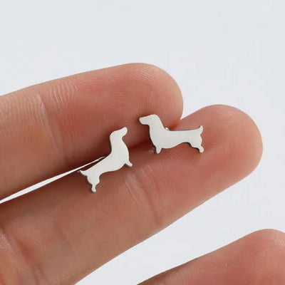Dackel Ohrstecker – Minimalistische Hunde-Ohrringe aus Metall
