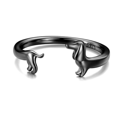 Verstellbarer Dackel-Ring aus 925er Silber