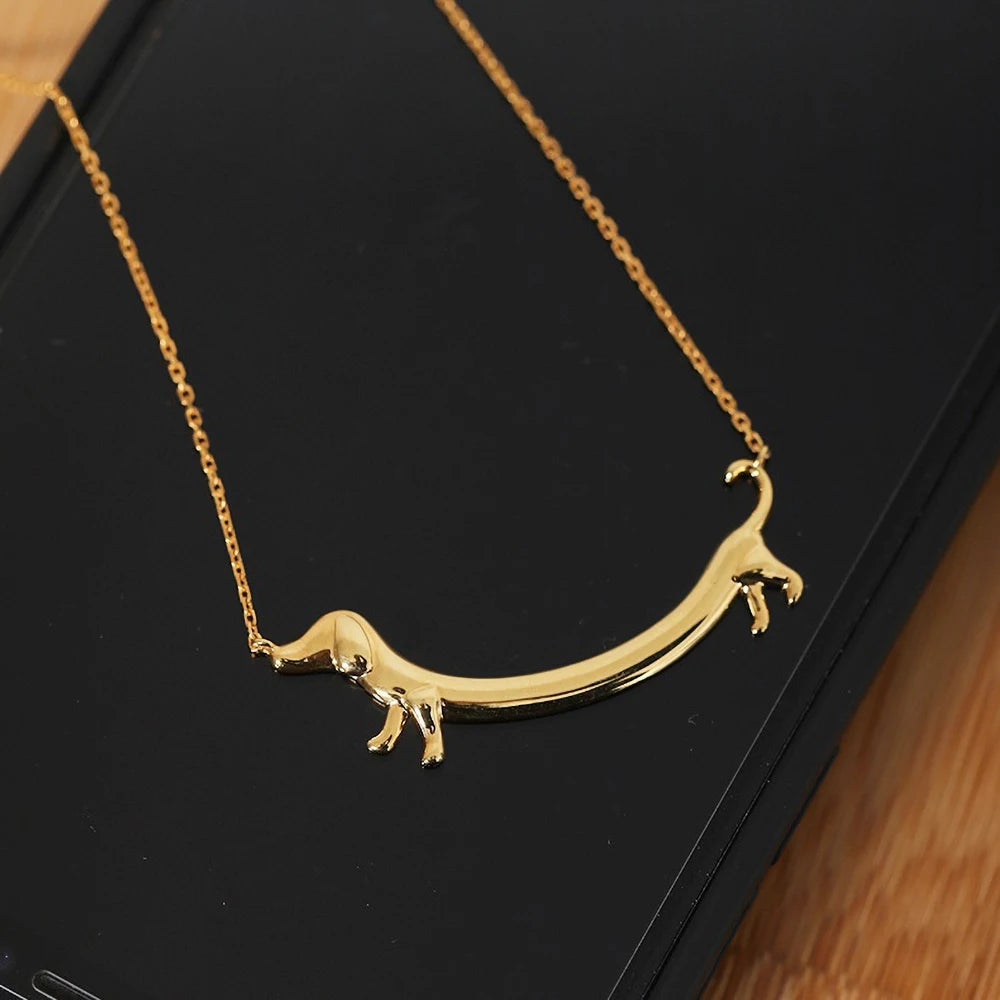 Goldene Dackel-Halskette für Damen