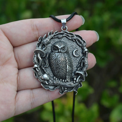 Fashion Creative Owl with Moon and Mushroom Necklace Personality Men And Women  Jewelry Party Gift