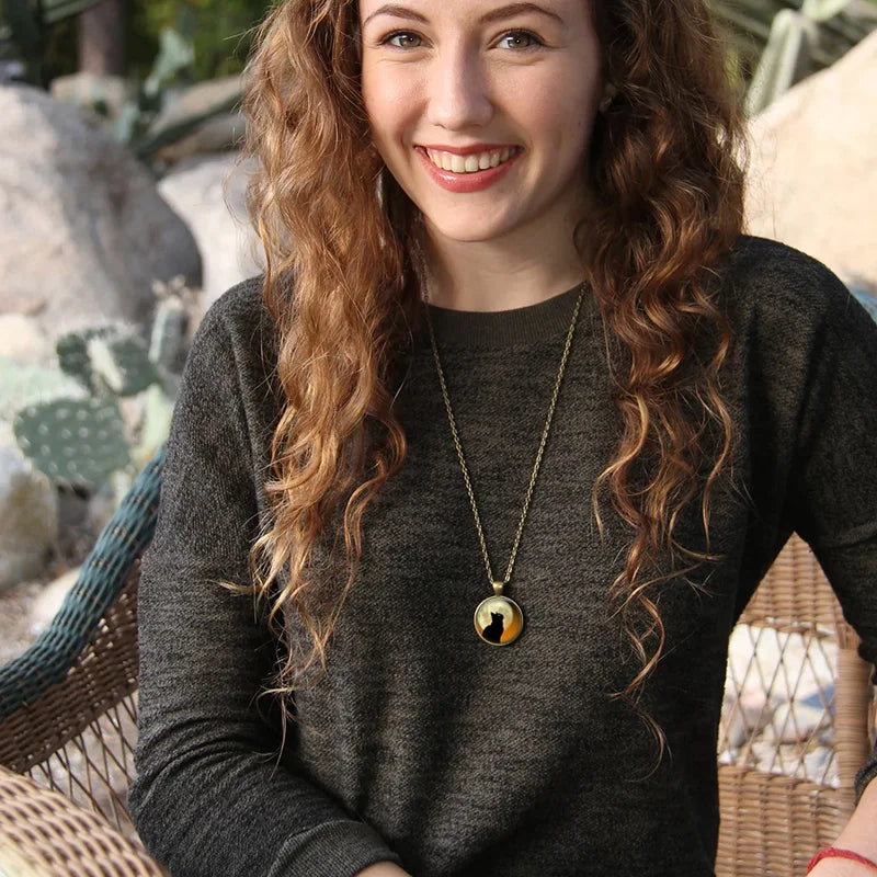 Round Bird Cat Dragonfly Fox Cabochon Glass Pendant Necklace For Women Girls Forest Animal Jewelry