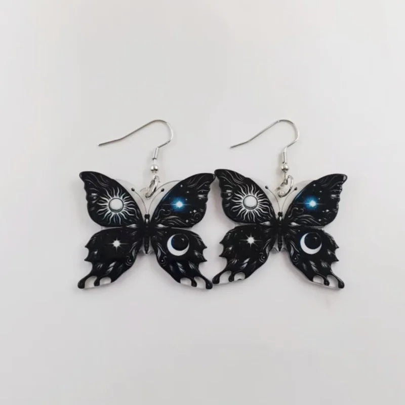 1 pair of acrylic sun moon butterfly earrings, women's earrings, the best choice for gifts