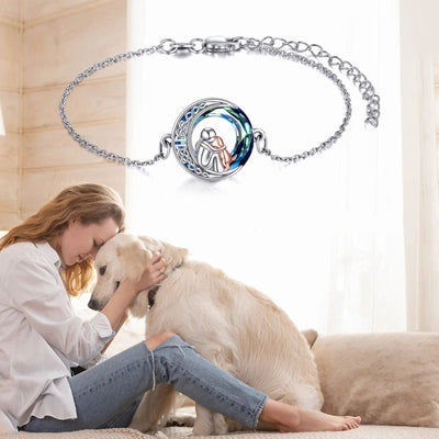 Verstellbares Glücks-Armband aus 925er Silber mit Hundemotiv