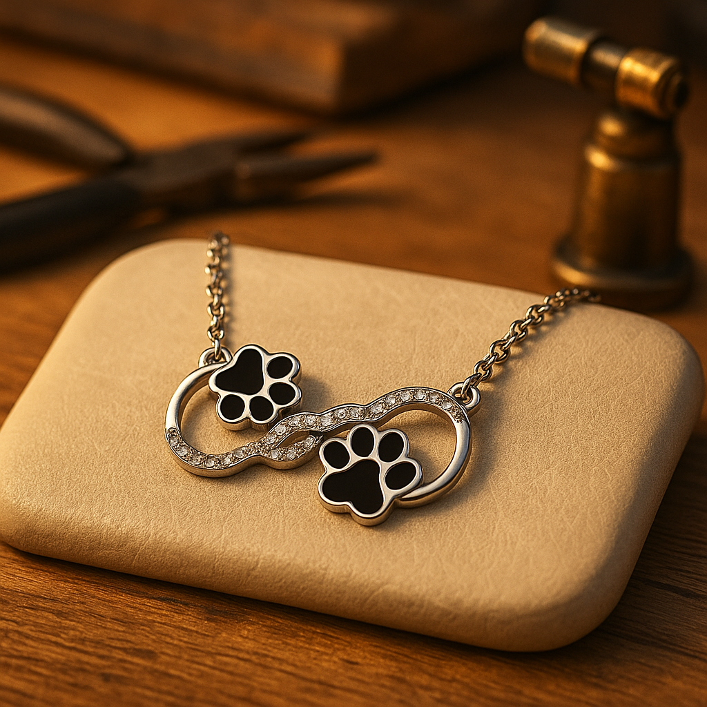 Unendliche Liebe - Hundepfoten Kette mit Zirkonia