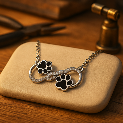 Unendliche Liebe - Hundepfoten Kette mit Zirkonia