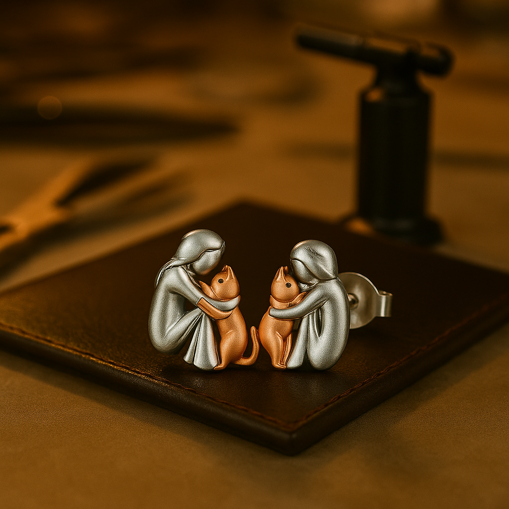 Glücksohrringe mit Katzenmotiv – Stecker & Creolen