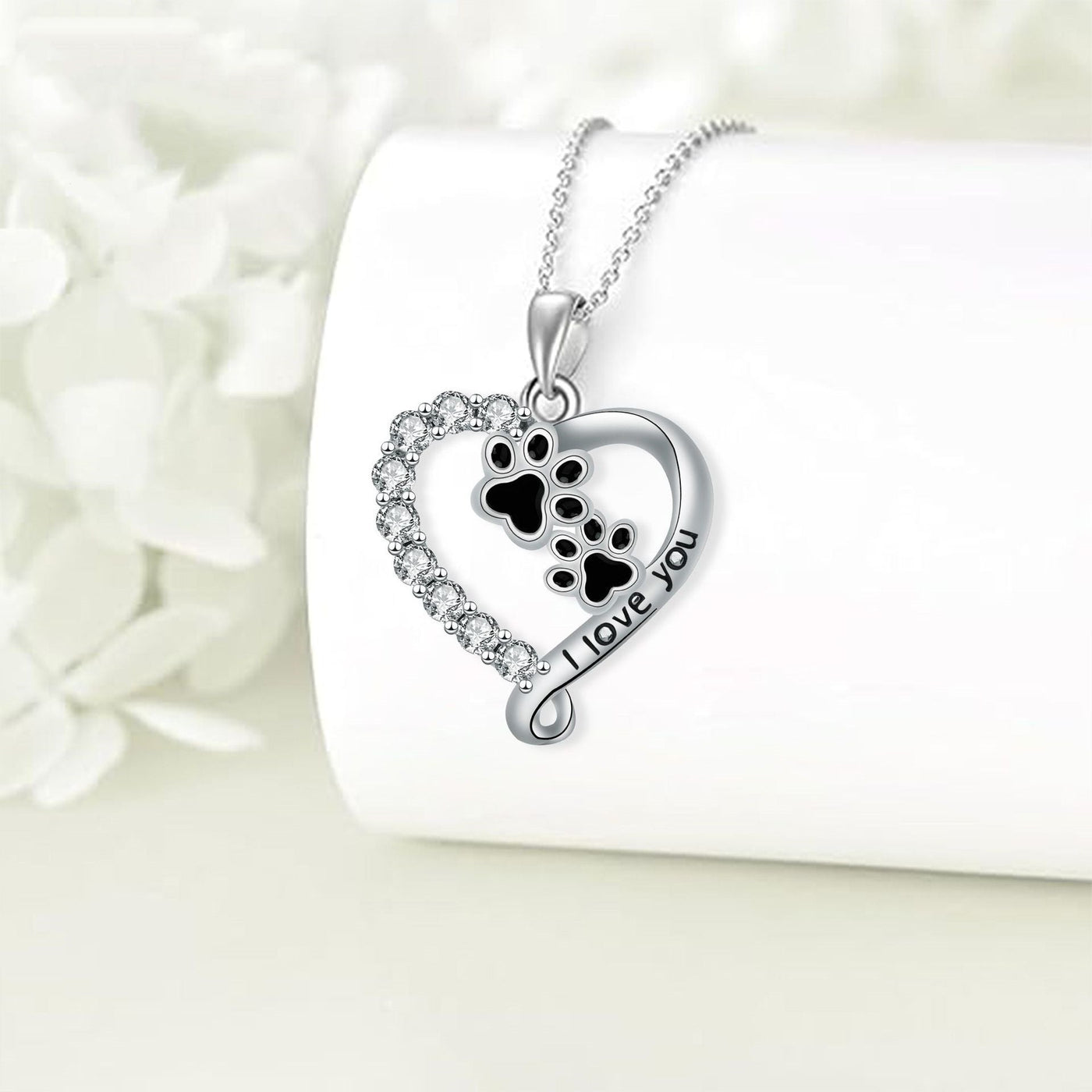 Herzensfreund Pfoten-Kette in Silber-Schwarz