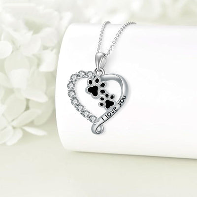 Herzensfreund Pfoten-Kette in Silber-Schwarz