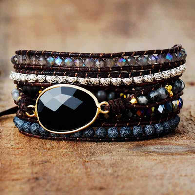 Armband mit Achatperlen und Natursteinen