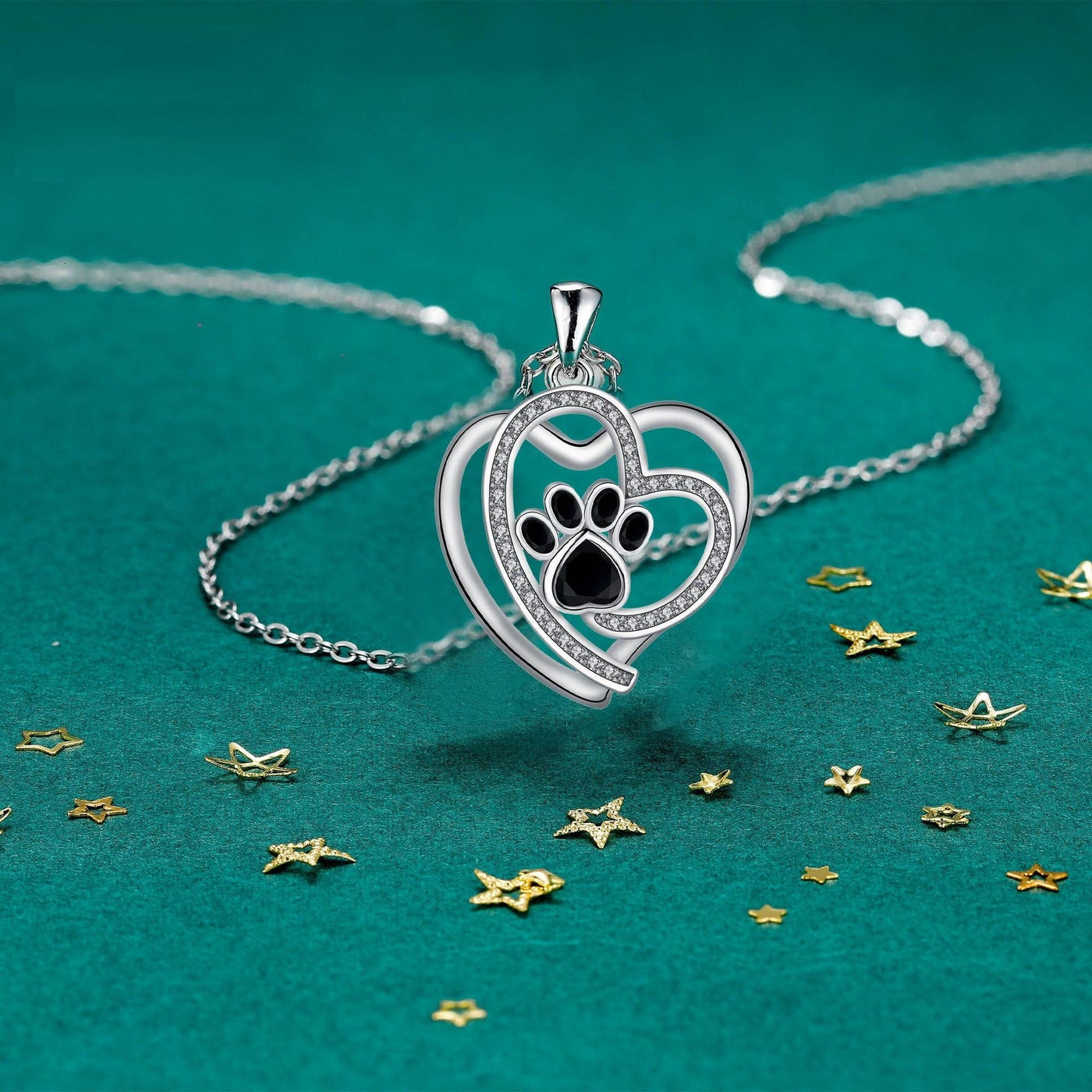 Liebevolle Pfoten-Kette in Silber mit Zirkonia