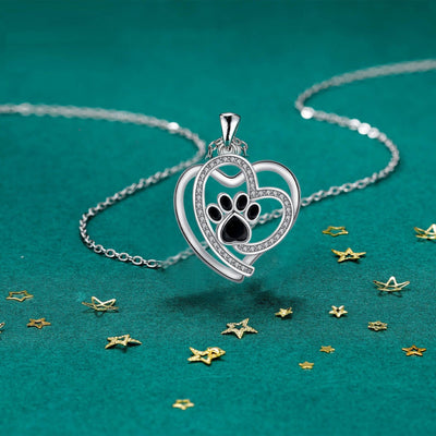 Liebevolle Pfoten-Kette in Silber mit Zirkonia