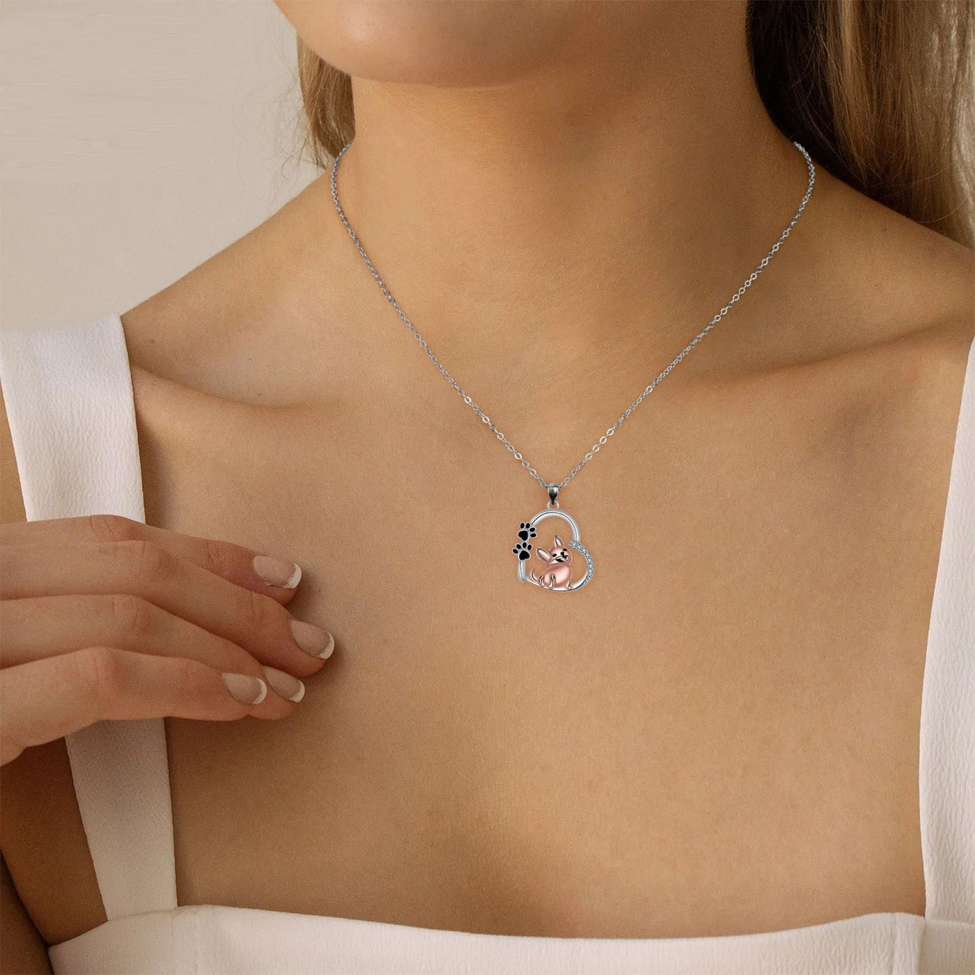 Herzensfreund Hundekette in Roségold