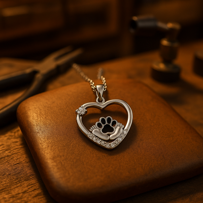 Herzliche Pfoten-Kette mit Zirkonia - Treue Begleiter