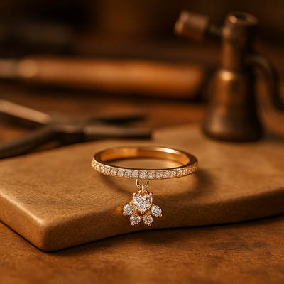 Pfoten- & Herzring – Gold- und Silberoptik