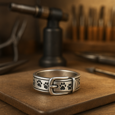 Verspielter und stilvoller Ring im Hunde-Halsband-Design