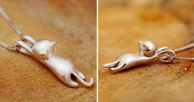925er Sterling Silber – Verspielte Katzen-Halskette